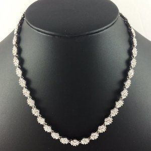 Ann Taylor Rhinestone Flower Necklace Bling